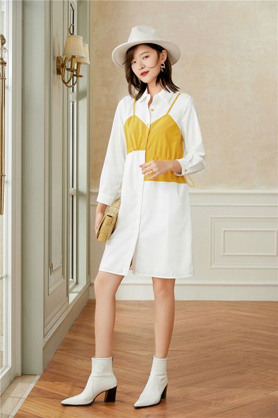 

2021 new white drawstring long sleeve shirt women button up collar pathwork casual autumn korean fashion clothing l47y, Black;gray