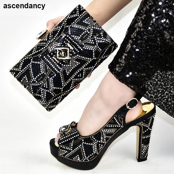 

dress shoes italian women and bag to match for parties african wedding ladies bags set party, Black