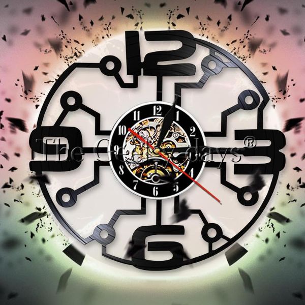 

wall clocks modern design art futuristic decor big number clock vintage record handmade artwork decorative