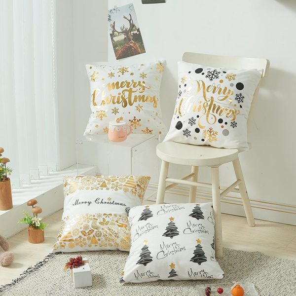 

cushion/decorative pillow high grade christmas gilded printing decor cover tree snowflake letter sofa cushion chair seat pillowcase