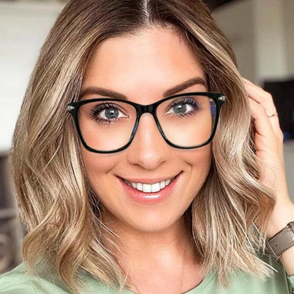 

fashion sunglasses frames 2021 vintage square anti-blue glasses women brand arrow transparent eyeglasses frame female spectacles oculos femi, Black