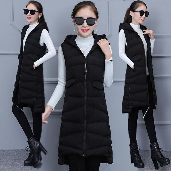 

women's vests women winter 2021 fashion long warm sleeveless vest female casual waistcoat feminine coat lady elegant coats lwl612, Black;white