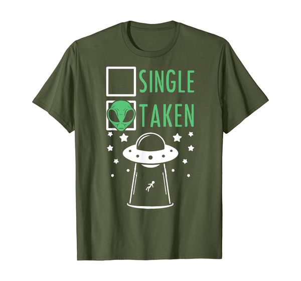 

single or taken alien abduction ufo t-shirt, White;black