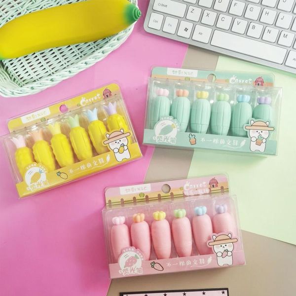 

highlighters 6 pieces /pack lytwtw's cute kawaii fruit candy color highlighter office school supplies gift, Black;red