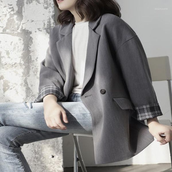 

women's suits & blazers suit coat female 2021 spring and autumn korean student british style leisure loose net red design sense of mino, White;black