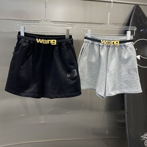 

21 spring and summer new products minority personality letter fake belt decoration loose versatile five point shorts for women, White;black