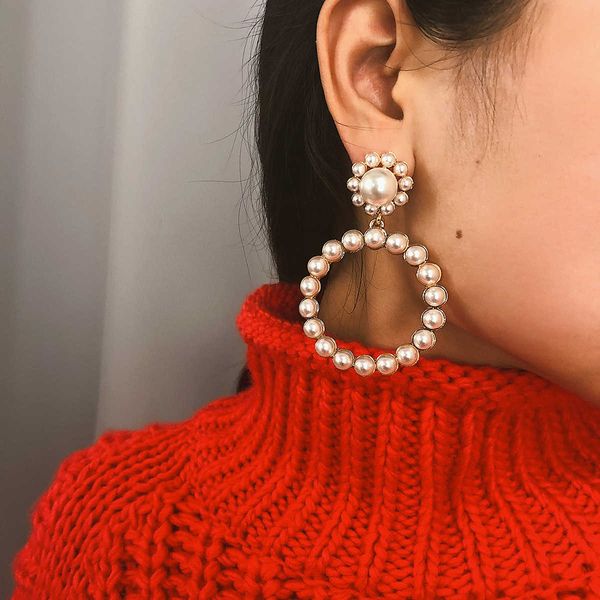 

ear ornaments geometric exaggeration circle women's simple inlaid diamond temperament generous business earrin, Silver