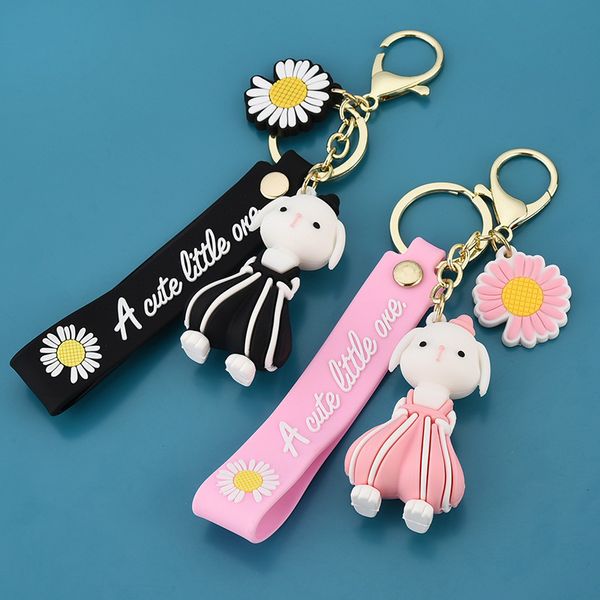 

2021 fashion keychain cute little beauty rabbit key pendant keychain creative small gift 3d doll pendant, Slivery;golden