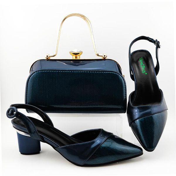 

dress shoes fashionable italian and bag set african navy blue color nigerian with matching bags for royal wedding party, Black