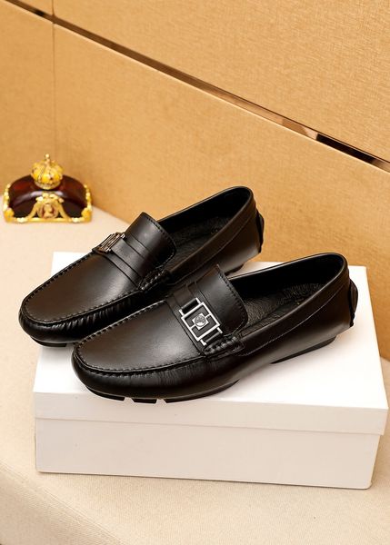 

men formal dress shoes gentle men genuine leather flats mens brand designer business casual loafers size 38-46, Black