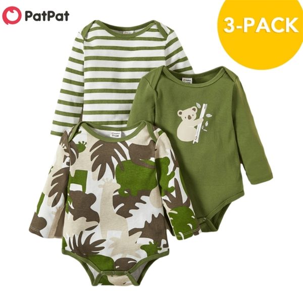 Ankunft 3-Pack-Baby Koala gestreiftes Rollen Set Clothing Animal 210528