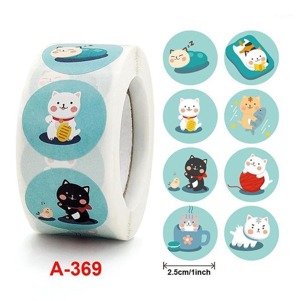 Embrulhar para presentes Kids Cartoon Animal Stick Roll Roll 500 Count Stickers Round Professor Incentivo Motivacional Lable para F2