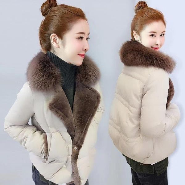 

women's down & parkas 2021 women's parka coat fashion basic cotton jacket female winter soft thick leisure ladies stand-up collar o, Black