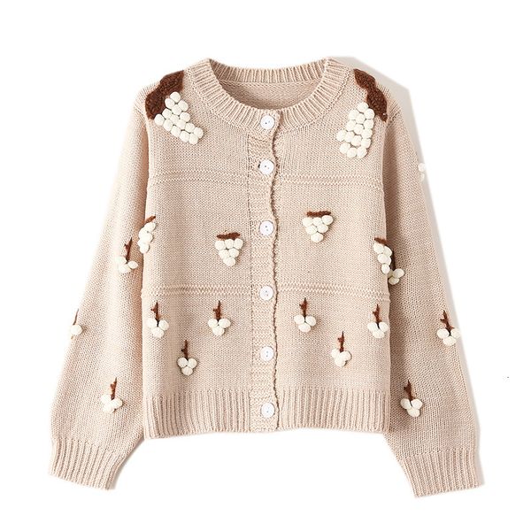 

women's knits & tees hand made hair ball knitted sweater women winter long sleeve female jumper casual lady pull femme embroidery, White