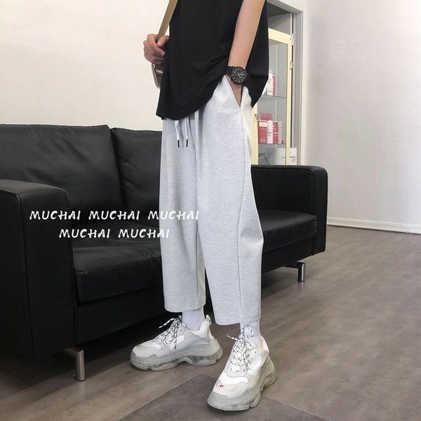 

men's pants sweatpants fashion solid color casual men streetwear wild hip-hop loose straight trousers mens joggers track, Black