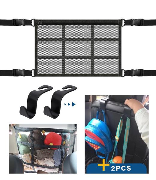 

car organizer universal trunk net elastic luggage 2 layer holder pocket vehicle supplies