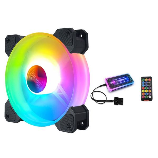 

coolmoon computer chassis pc fan adjust rgb cooling fan 120mm quiet control computer cooler cooling rgb case fans