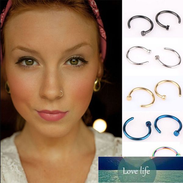 

5-12pcs fashion gold silver color stainless steel open hoop fake piercing nose rings clip body jewelry for women wholesale factory price exp