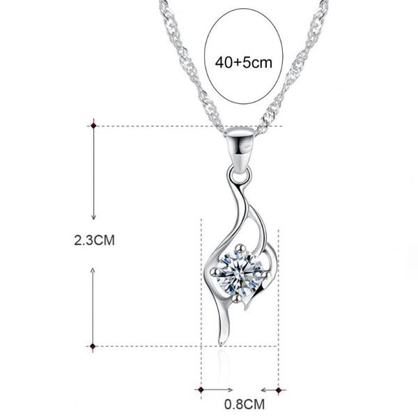 

pendant necklaces silverhoo glossy surface women necklace shiny comfortable wearing cubic zirconia silver plated ladies accessory