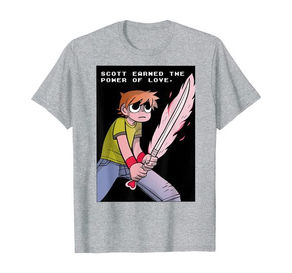 

scott pilgrim vs. the world earned the power of love t-shirt, White;black
