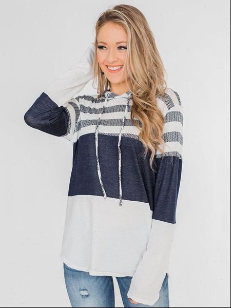 

womens hoodies stitching color loose knitting pullover sweatshirt for women, Black