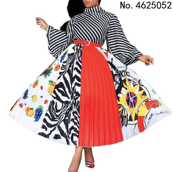 

ethnic clothing plus size african dress for women fashion dashiki print ruffles arrival robe elegant party with belt, Red