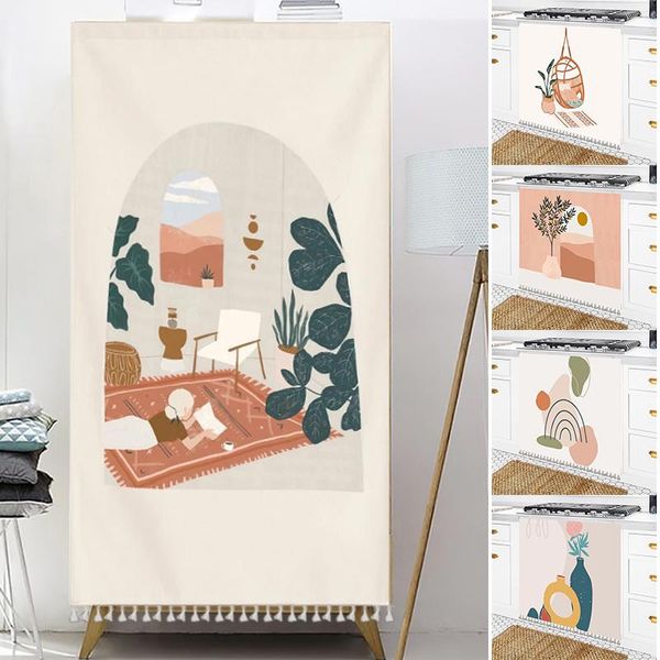 

curtain & drapes printed short curtains cabinet dust cover for kitchen bedroom decorative wardrobe tassel half-curtain cafe divider panel