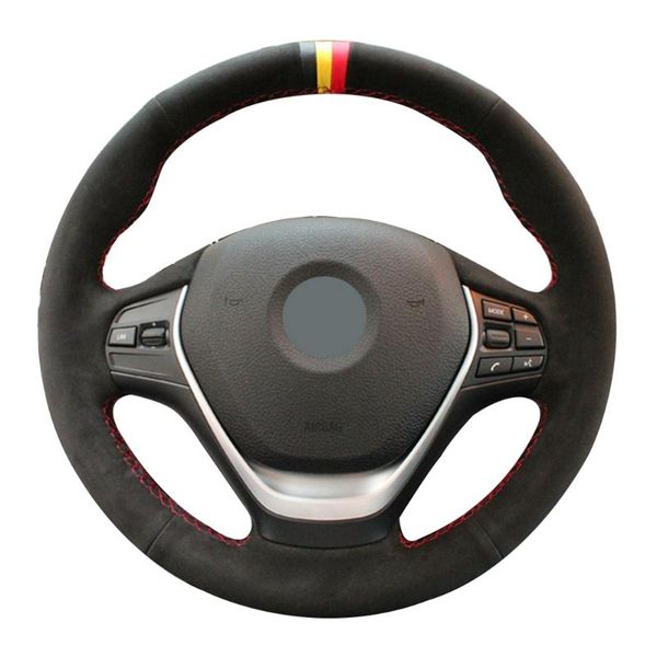

steering wheel covers hand-stitched anti-slip black genuine leather suede car cover for f20 f21 f22 f23 f30 f31 f34 f32 f33 f36