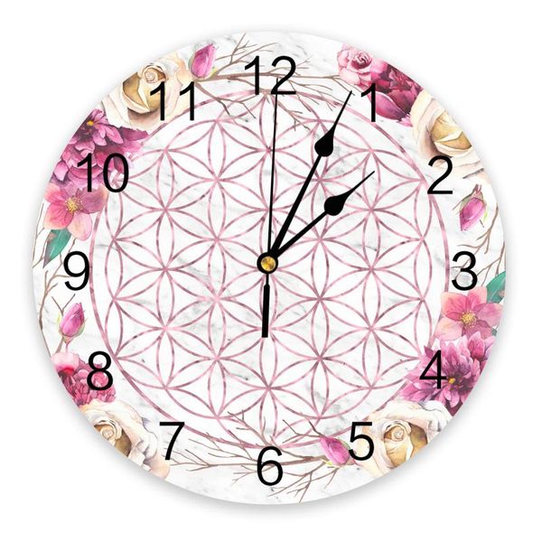 

wall clocks mandala rose pink pvc clock living room decoration modern design home decore digital