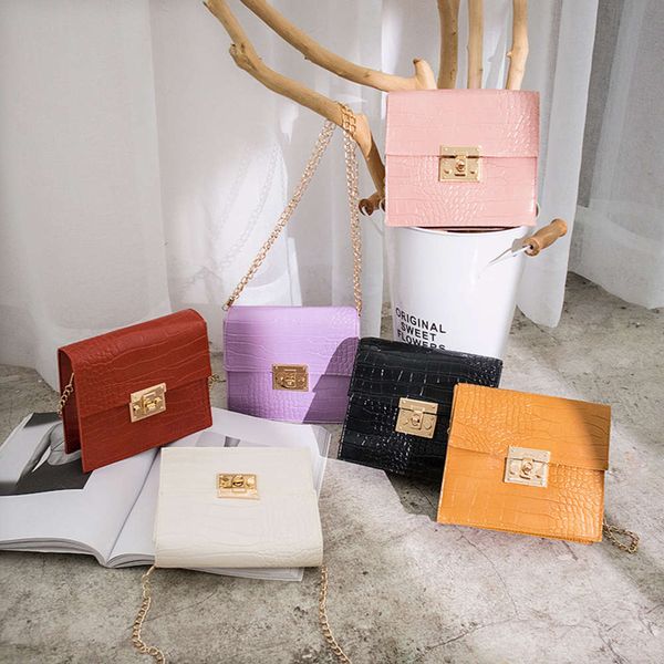 

new korean crocodile fashion small square bag for summer and autumn 2021