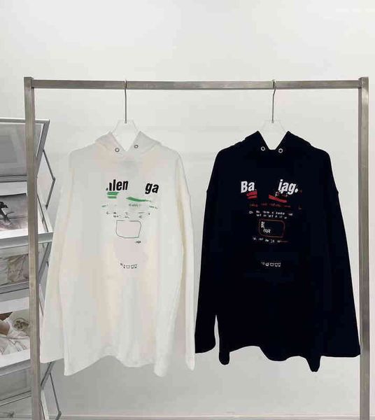 

2022 factory wholesale new fashion autumn printed letter hooded sweater casual loose men's and women's same korean version ins, Black