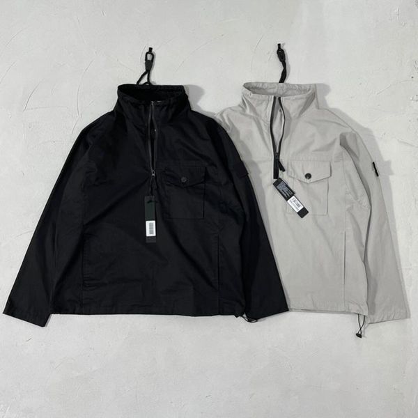 

men's jackets half-zip men clothing varsity summer techwear coat streetwear windbreaker college zipper stand collar ma253, Black;brown