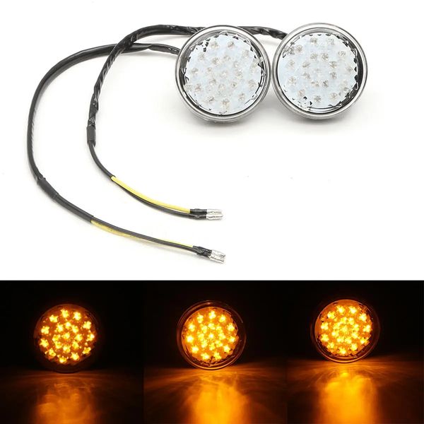 Par 12V Universal Motocicleta Bicicleta Redonda LED Signal Indicador de sinal Blinker Luminária de luz