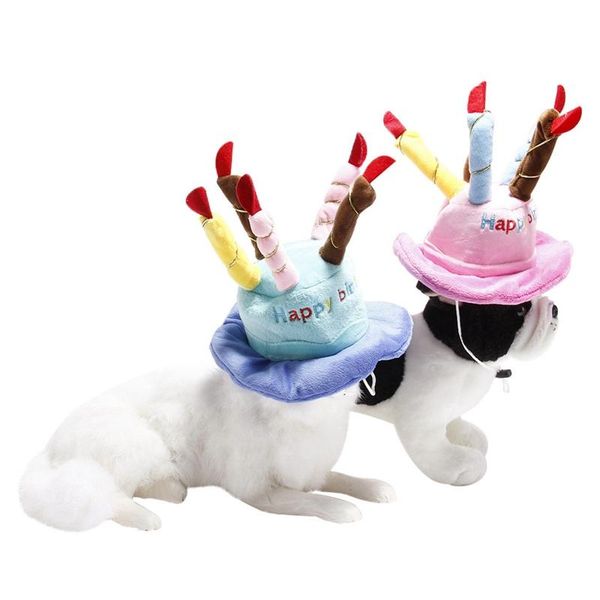 

dog apparel 2021 pet cat birthday caps hat with cake candles design party costume headwear accessory goods for dogs