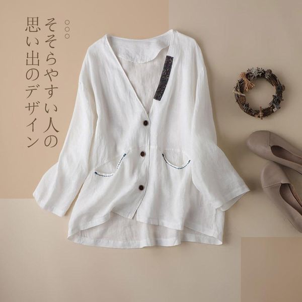 

women's suits & blazers p001 linen suit coat 2021 spring pastoral style small fresh single breasted cotton long sleeve, White;black