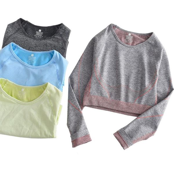 

yoga outfit women sportswear long sleeve shirt running jogging sport fitness workout gym clothing