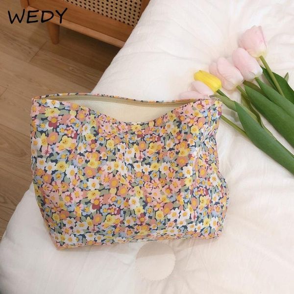 

cosmetic bags & cases vintage floral makeup bag women cotton pouch korean style travel toiletry large female beauty case