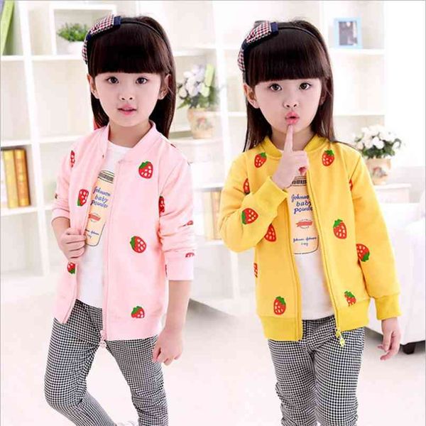 

vidmid girls coats spring autumn children's long sleeve girls cotton jackets baby strawberry p2112 210913, Blue;gray