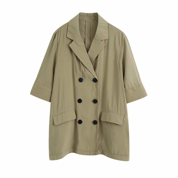

female jacket military style double-breasted mid-length coat drape women's 7p0h, Black;brown