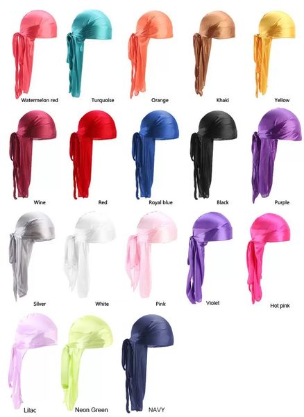 

fashion men's satin durags bandana turban wigs men silky durag headwear headband pirate hat hair accessories, Yellow