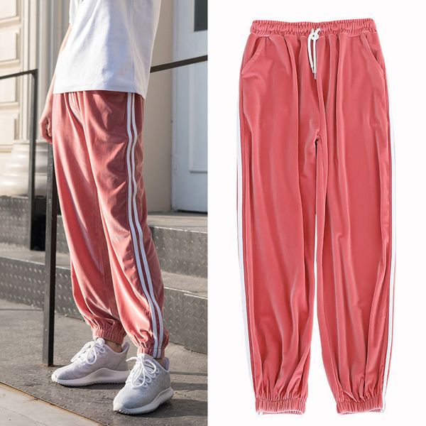 

2021 new fall hare lamb cashmere spring ffy track pants striped side sweatpants ag5d, Black;white