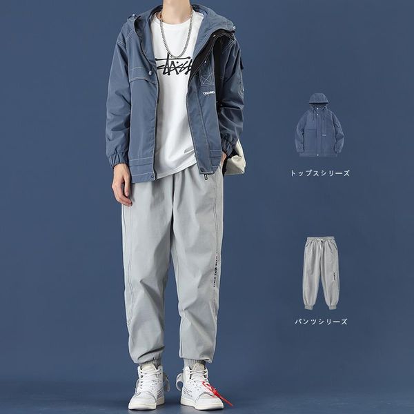 

men's tracksuits casual loose men sets korean style long sleeve cardigan autumn hoodie chandal hombre clothing db60tz, Gray