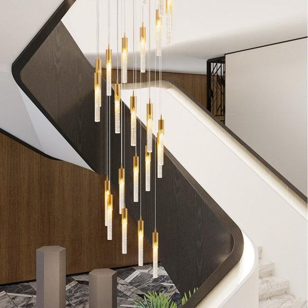 

chandeliers luxury modern crystal chandelier for staircase large gold drop design led cristal lamp long villa lobby hanging lighting fixture
