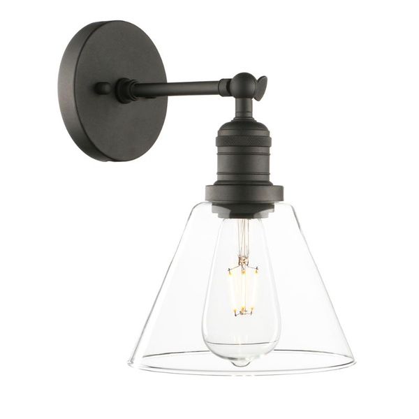 

wall lamp permo single sconce with funnel flared glass clear shade 1-light