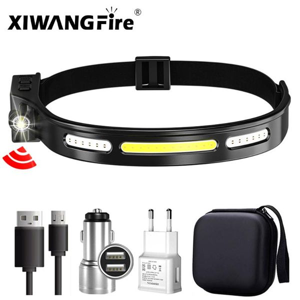 

headlamps xiwangfire sensor led headlamp with built-in battery red and white light usb rechargeable torch 6 lighting modes