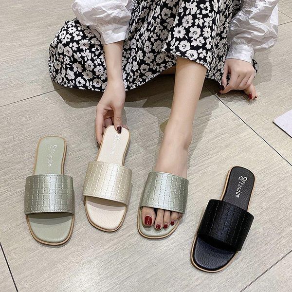 

shoes slippers casual slipers women slides shale female beach luxury 2021 sabot flat soft pu rome fashion rubber basic shoes wom, Black