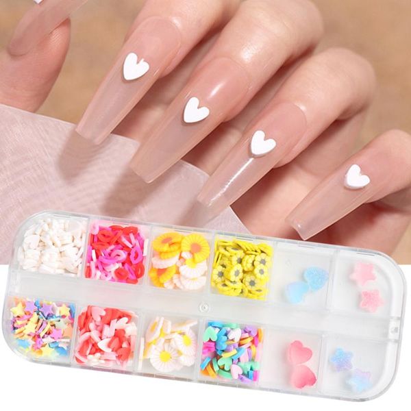 

nail glitter love heart slices sticker polymer clay flower art design polish flakes paillettes manicure sliders accessories trrtl01, Silver;gold