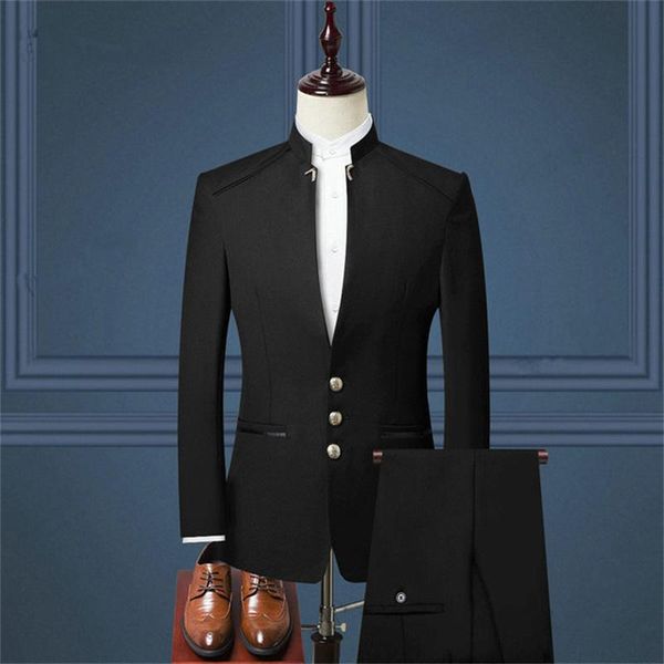 

men's suits & blazers 2021 houndstooth jacket men peaked lapel 2 pcs double breasted groom blazer for wedding party coat pant design la, White;black