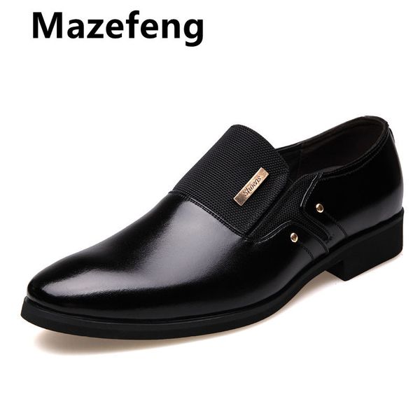 

2020 fashion slip on leather pointed toe men dress shoes business wedding oxfords formal shoes for male big size 38-47, Red;white