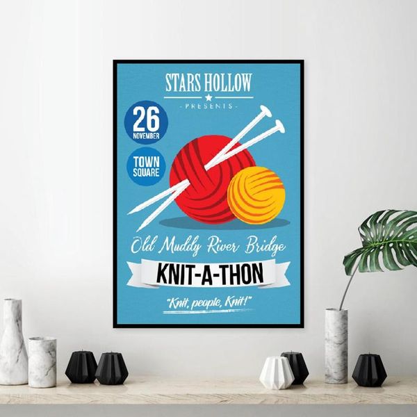 

paintings canvas painting tv show posters gilmore girls inspired knit-a-thon prints stars hollow wall art pictures living room home decor